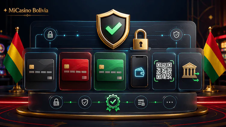 Métodos de pago seguros en MiCasino Bolivia con tarjetas, billetera digital y transferencias bancarias.