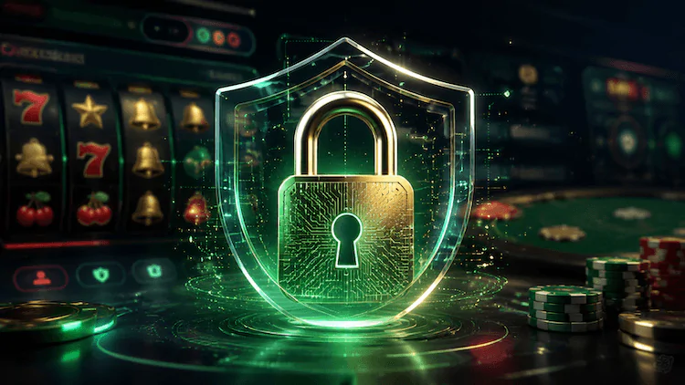 Seguridad y protección de datos en MiCasino México con candado digital sobre una plataforma de casino online.